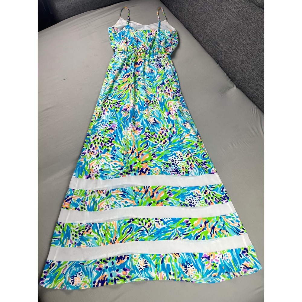 Lilly Pulitzer Deanna Long Maxi Dress in Sea Soirée Print Women Medium Boho Chic - Picture 9 of 13